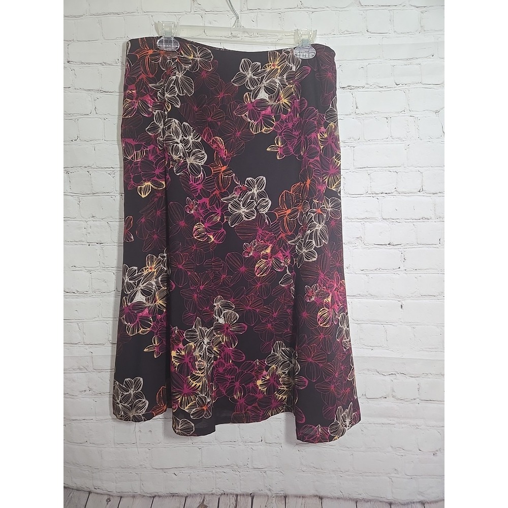 Y2k 90s Midi Skirt dark Floral Purple Whimsigoth CottageCore Romantic Fairy